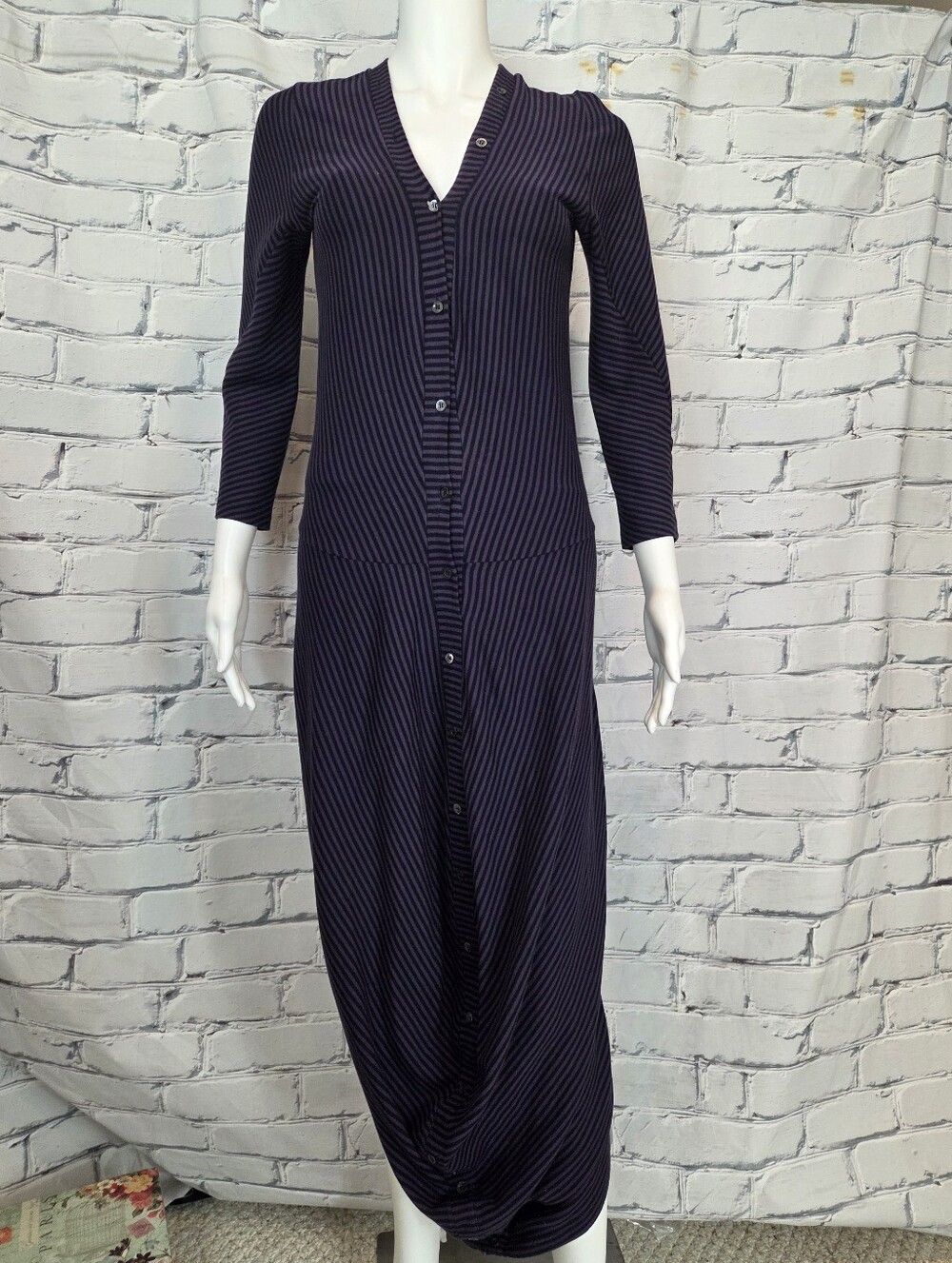 McQ Alexander McQueen Striped Asymetric Draped Dress